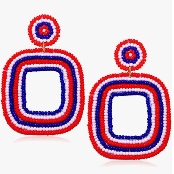 Red White & Blue USA Patriotic Beaded United States America American Patriot New - Picture 2 of 6